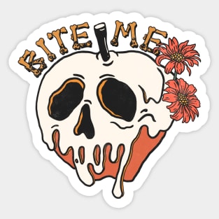 Bite Me Floral Skull Sticker